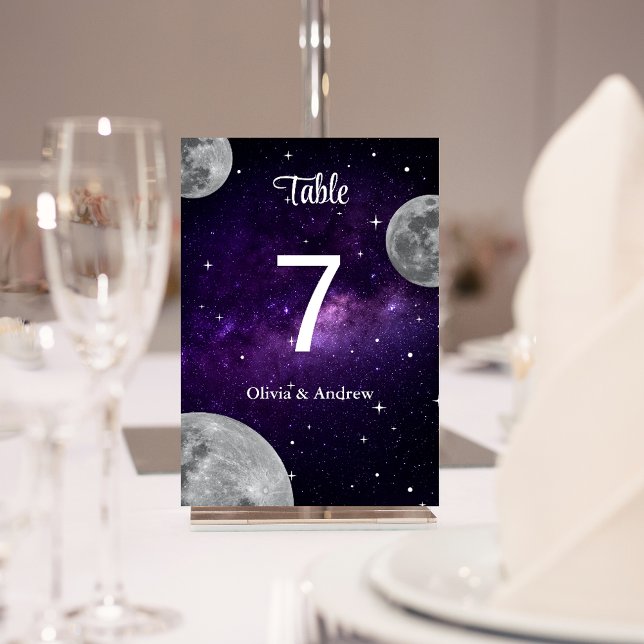 Numeração De Mesa Casamento de Lua Completo da Noite Estelar Moderna (Criador carregado)