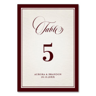 Numeração De Mesa Casamento de Luxo Burgundy Formal Antigo Moderno
