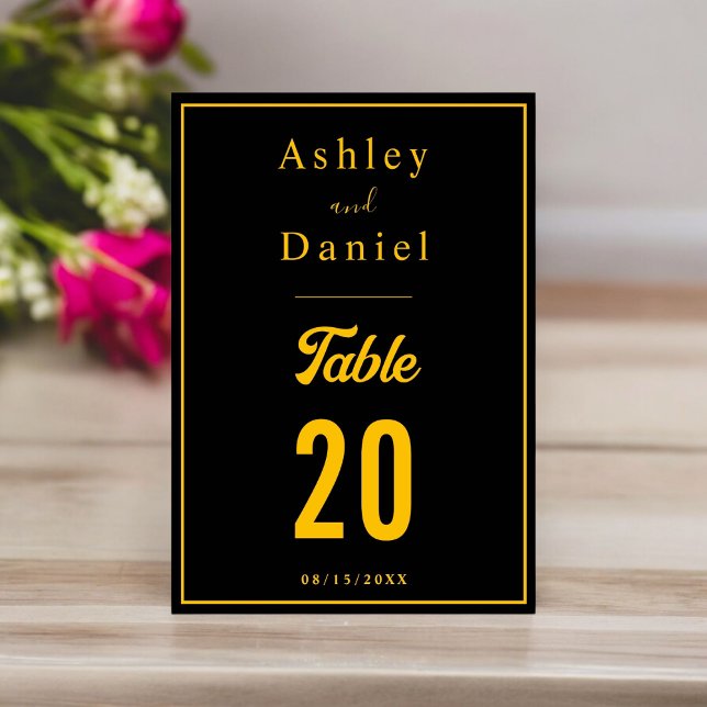 Numeração De Mesa Casamento De Luxo Moderno Dourado E Preto Chic (Criador carregado)