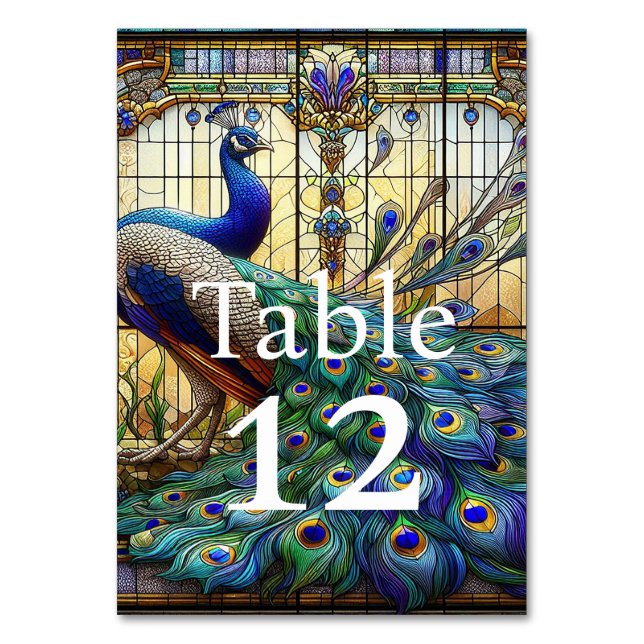 Numeração De Mesa Casamento de Luxo: Números de Mesa com Pavão (Frente)