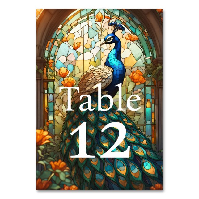 Numeração De Mesa Casamento de Luxo: Números de Mesa com Pavão (Frente)
