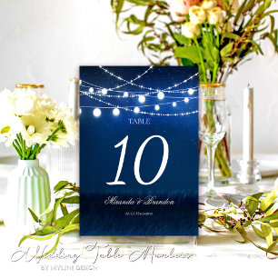 Numeração De Mesa Casamento de luzes de corda azul e prata