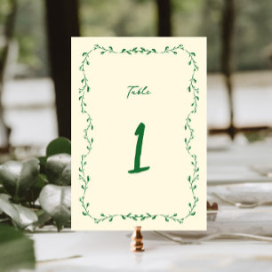 Numeração De Mesa Casamento de Manuscrito Verde