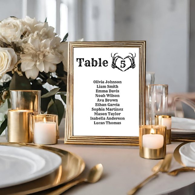 Numeração De Mesa Casamento de Mão Cardíaca Gótica no Halloween (Criador carregado)
