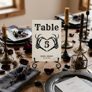 Numeração De Mesa Casamento de mão de coração de caveira gótica de H