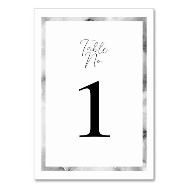 Numeração De Mesa Casamento de Marble Bliss de Aquarela Elegante (Frente)