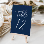 Numeração De Mesa Casamento de Marinho de Script Simples<br><div class="desc">Números da tabela de casamento elegantes que apresentam o número da tabela exibido em um script branco simples com um fundo de marinho. As cores do texto e do plano de fundo podem ser alteradas para as cores do casamento usando as ferramentas de edição. Para solicitar essas placas de mesa,...</div>