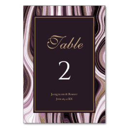 Numeração De Mesa Casamento de Mármore Dourado e Roxo Elegante