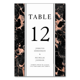 Numeração De Mesa Casamento de mármore Dourado Elegante Rosa negro