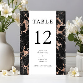 Numeração De Mesa Casamento de mármore Dourado Elegante Rosa negro