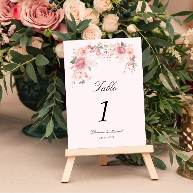 Numeração De Mesa Casamento de Mesa Rosa-Blush Floral (Criador carregado)