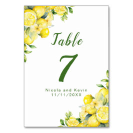 Numeração De Mesa Casamento de Moldura de Lemon Greenery
