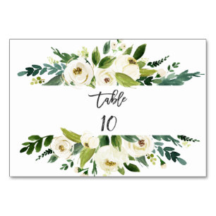 Numeração De Mesa Casamento de Moldura Floral Branca de Watercolor