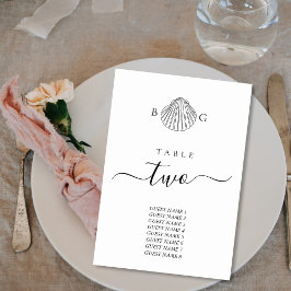 Numeração De Mesa Casamento de Monograma de Clam Seashell Minimalist