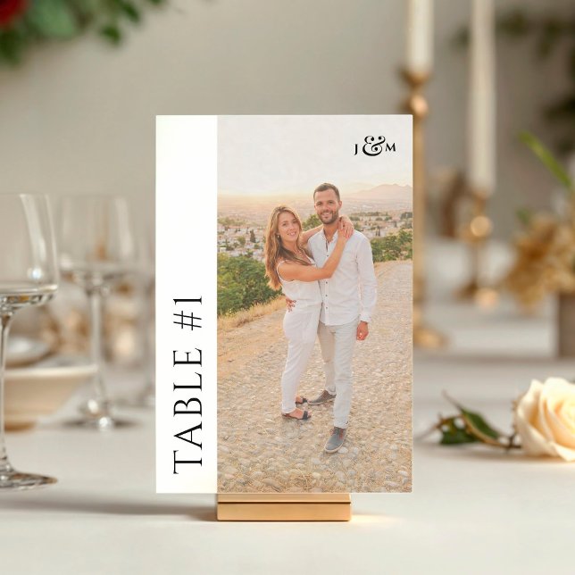 Numeração De Mesa Casamento de Monograma de Foto Simples (Criador carregado)