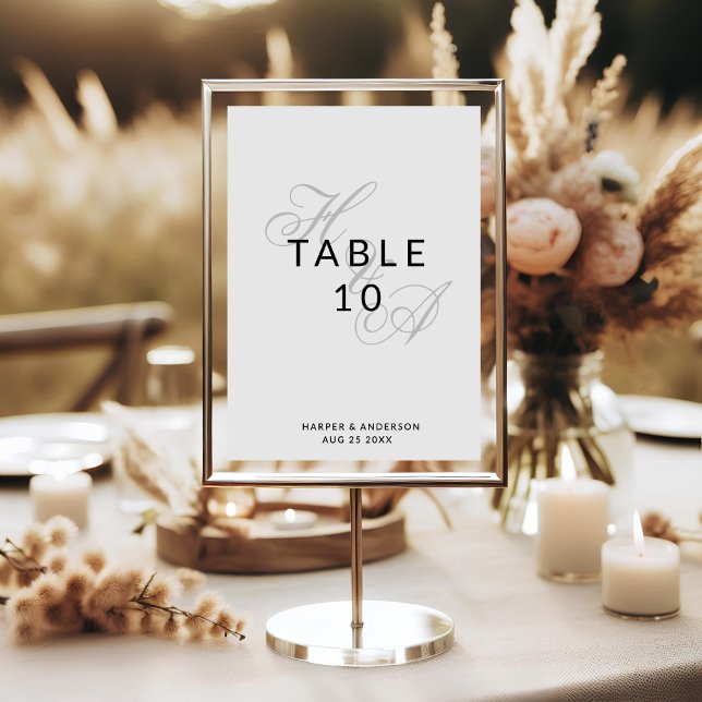 Numeração De Mesa Casamento de Monograma de Letra com Grafia Moderna (Criador carregado)