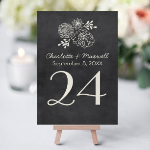 Numeração De Mesa Casamento de Monograma Floral de Quadro Negro Vint