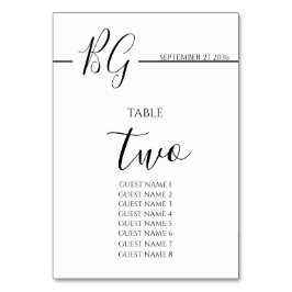 Numeração De Mesa Casamento de Monograma Minimalista Preto e Branco