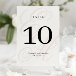 Numeração De Mesa Casamento de Monograma Rosa Dusty com Script Elega