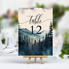 Numeração De Mesa Casamento de Montanha com Árvore de Pinheiro em Aq
