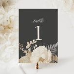 Numeração De Mesa Casamento de Moody Cinza Terrestre Floral Dark Ele<br><div class="desc">Esta bela placa de número da mesa de casamento mostra uma borda de flores bonito em tons neutros sutis com tipografia clássica. O cartão é o mesmo em ambos os lados. Usar portadores de cartão de varejistas de restauração ou fornecedores de peças... OU você pode comprar quadros de fotos elegantes...</div>