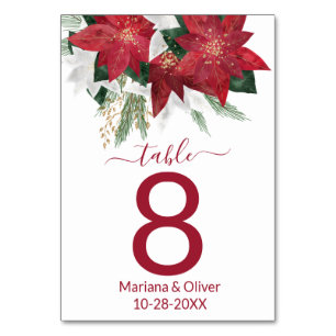 Numeração De Mesa Casamento de Natal Elegante Poinsettia
