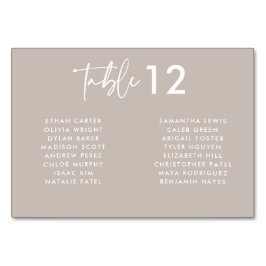 Numeração De Mesa Casamento de Nomes de Script Manuscrito de Taupe M