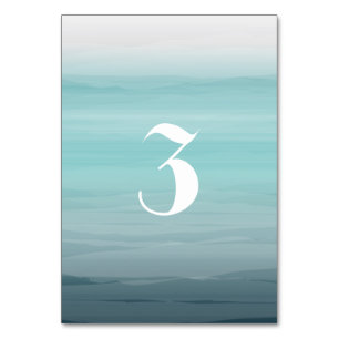 Numeração De Mesa Casamento de Ombre Teal Inspirado por Aquarela