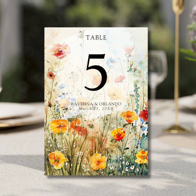 Numeração De Mesa Casamento de Outono em Prado de Flores Silvestres  (Criador carregado)