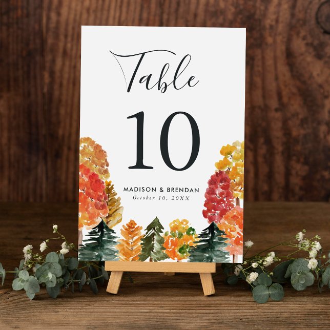 Numeração De Mesa Casamento de Outono Rústico na Floresta (Criador carregado)