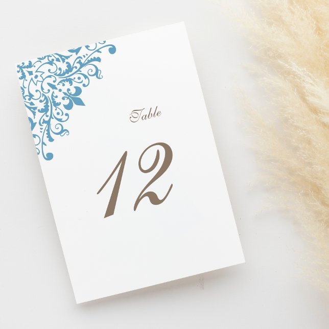 Numeração De Mesa Casamento de padrão Regency French Blue Fleur de L (Criador carregado)