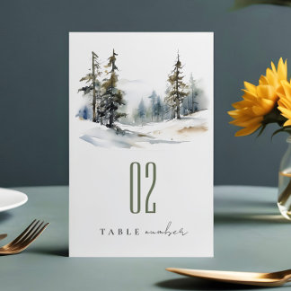Numeração De Mesa Casamento de Paisagem de Neve das Pinheiras de inv