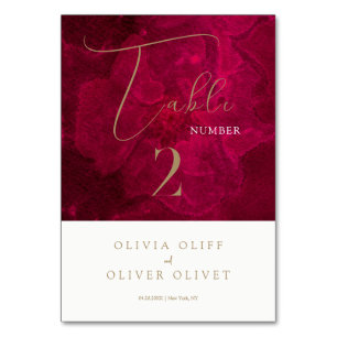 Numeração De Mesa Casamento de Passão Burgundy