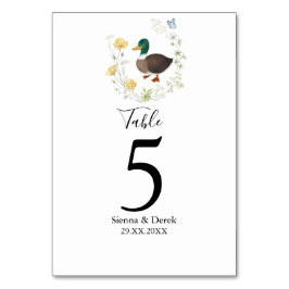 Numeração De Mesa Casamento de Pato-real com Flor Silvestre