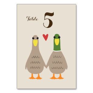 Numeração De Mesa Casamento de Patos Bonitos Casal feliz novo