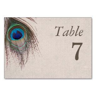 Numeração De Mesa Casamento de Peacock Feather Tan