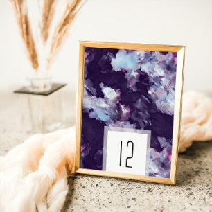 Numeração De Mesa Casamento de Pedra de Pincel Roxo Elegante