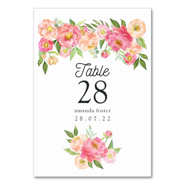 Numeração De Mesa Casamento de Peões de Aquarela (Frente)