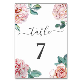 Numeração De Mesa Casamento de Peões Florais Rosa-Rosa-Blush Elegant