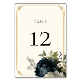Numeração De Mesa Casamento de Peônia Azul Real com Moldura Dourada