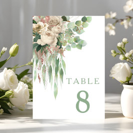 Numeração De Mesa Casamento de Peônias Florais Elegantes