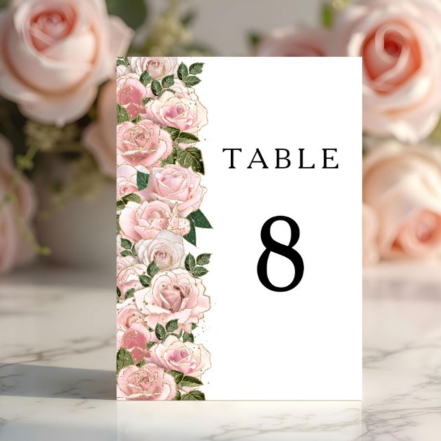 Numeração De Mesa Casamento de Peônias Florais Rosa Elegante (Elegant Blush Pink Floral Peonies Wedding Table Number)
