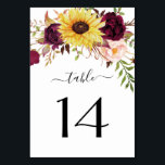 Numeração De Mesa Casamento de Peony Rosa de Blush Vermelho Sunflowe<br><div class="desc">O design apresenta uma bela meia coroa de girassol,  peônias e elementos florais rosa em vários tons de rosa-pincel,  vermelho-lama,  Marsala/plum e mais verde pintado.</div>