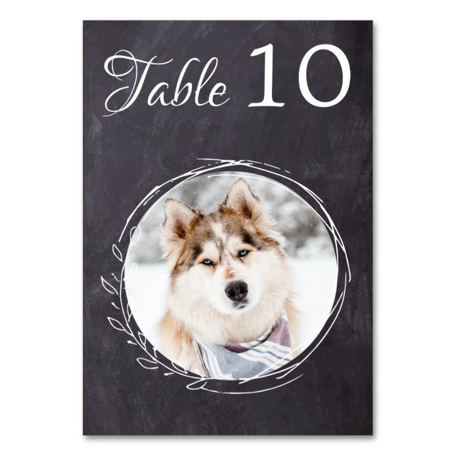 Numeração De Mesa Casamento de Pet Rustic Chalkboard Greenery Dog Ph (Frente)