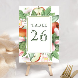 Numeração De Mesa Casamento de Pomar de Maçã Vermelha Floral Botânic