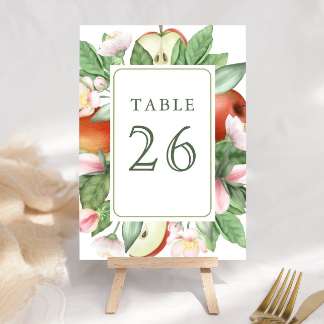 Numeração De Mesa Casamento de Pomar de Maçã Vermelha Floral Botânic (Criador carregado)
