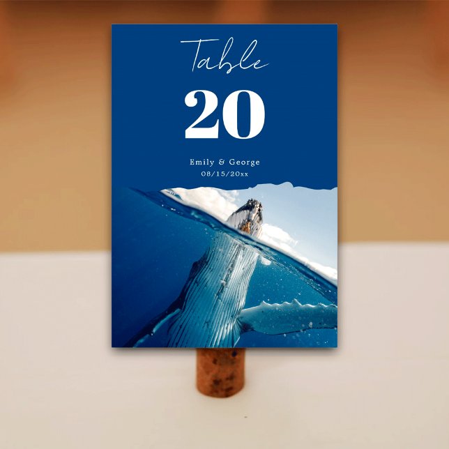 Numeração De Mesa Casamento de praia Boho marinho Azul no Oceano Náu (Criador carregado)