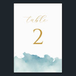 Numeração De Mesa Casamento de Praia com Aquarela minimalista modern<br><div class="desc">Mínimo de lado duplo Casamento de praia branco-aqua e dourado Número da mesa com simples abertura de água</div>