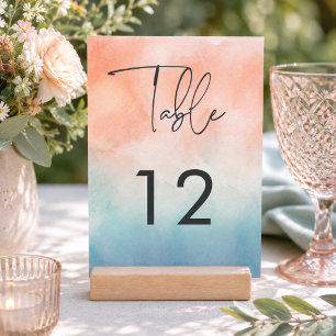 Numeração De Mesa Casamento de Praia com Pôr do Sol em Aquarela Mode