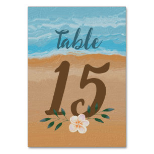 Numeração De Mesa Casamento de Praia do Oceano Tropical de Aquarela